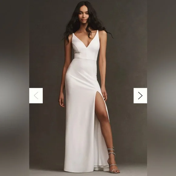 BHLDN Stella Sleeveless V-Neck Stretch Crepe Maxi Dress - Picture 1 of 6